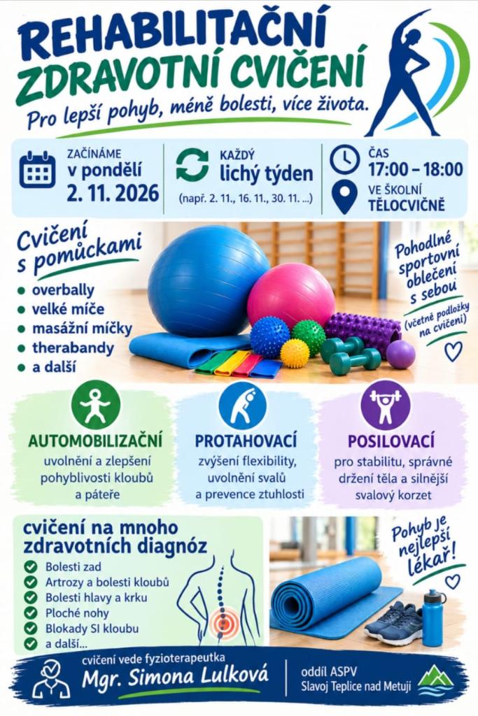cvičení ve školní tělocvičně